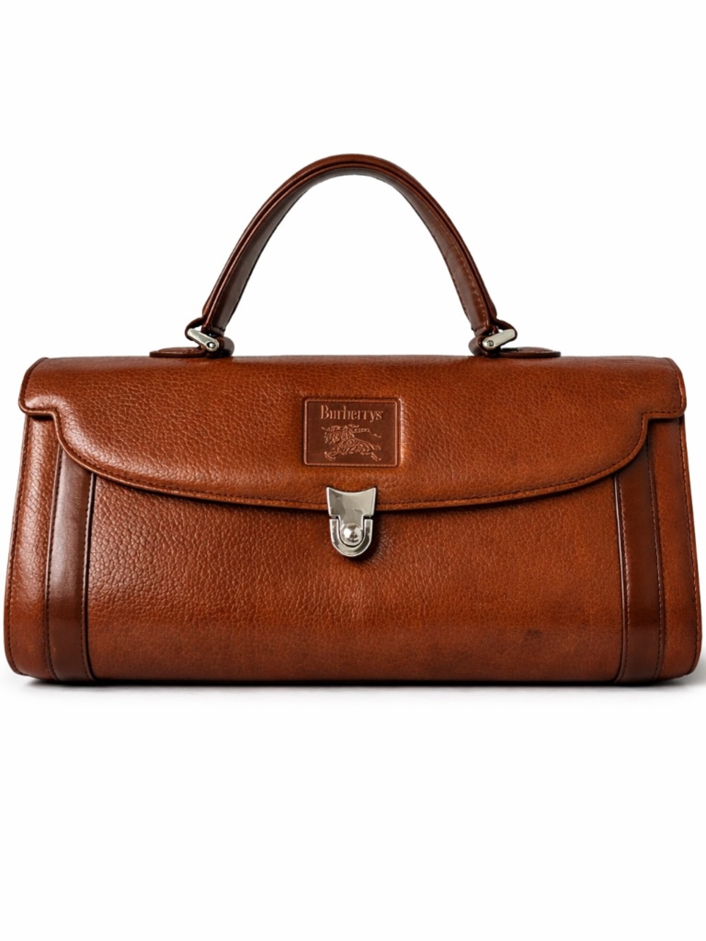 Authentic Vintage Burberrys Heritage Structured Satchel Top Handle Purse